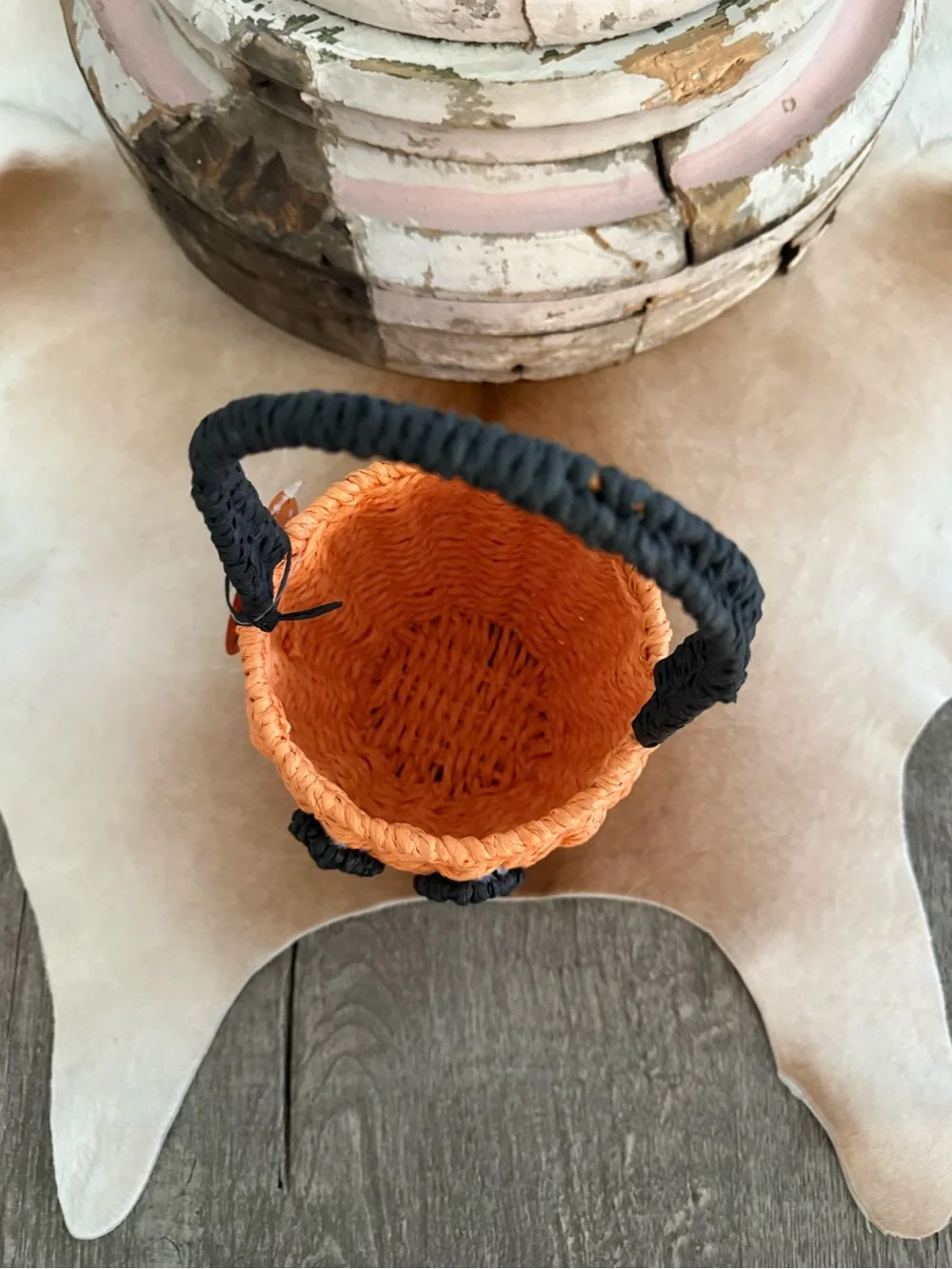 Brand NWT Handwoven Orange Pumpkin Basket